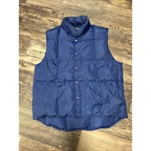 Lands End Vintage Nylon Down Puffer Vest Adult Medium Unisex Blue 90s Gorpcore